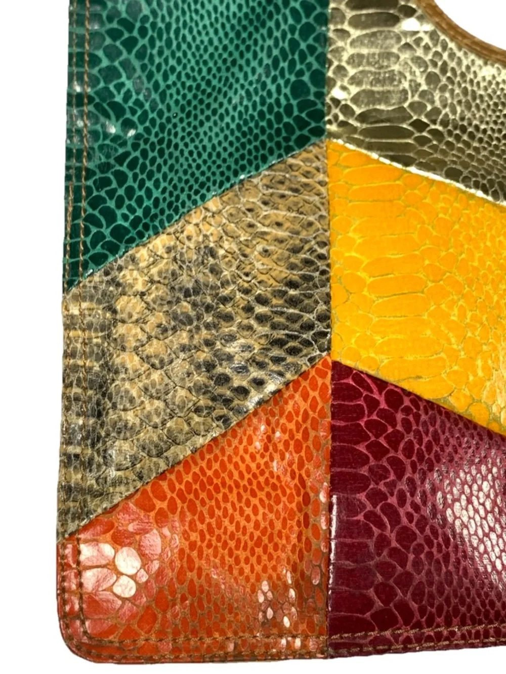 Vintage Nine West Patchwork Faux Snakeskin Clutch Purse Multicolor Y2K Bag